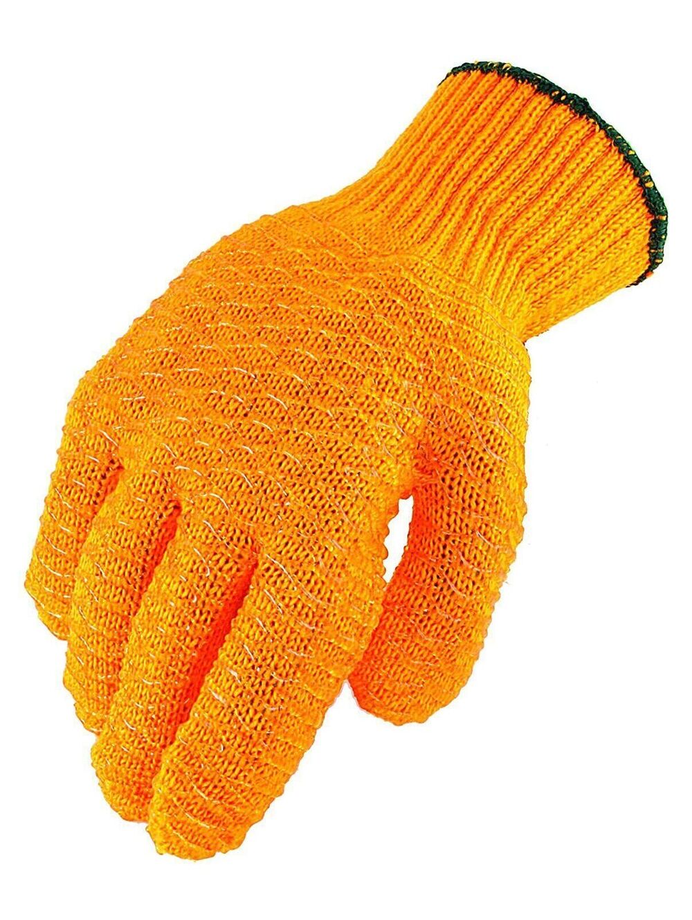 1 PAIR No Slip Grip Nylon PVC Coated Fishing Protective Gloves Size Large Orange